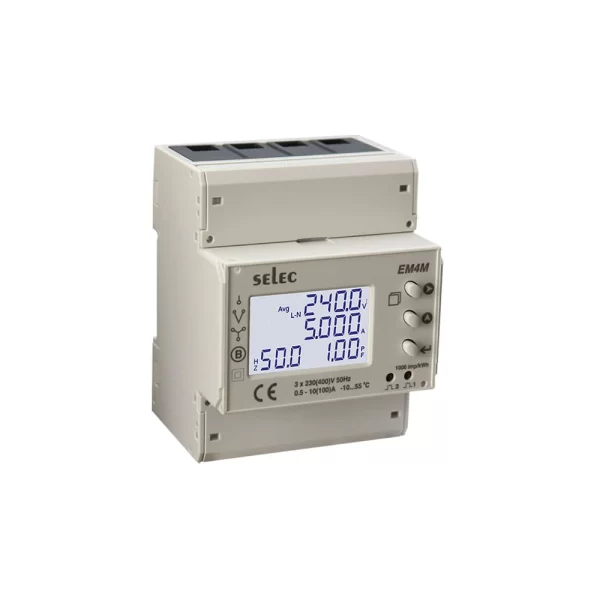 Selec Three phase DIN RAIL Energy Meter EM4M-3P-W-100A| 85 to 285V AC