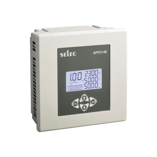 Selec APFC148-312-90/550V-CE Power factor controller with 3CT, 12 Stage, LCD Display, 90 to 550V AC, 144 x 144 mm size