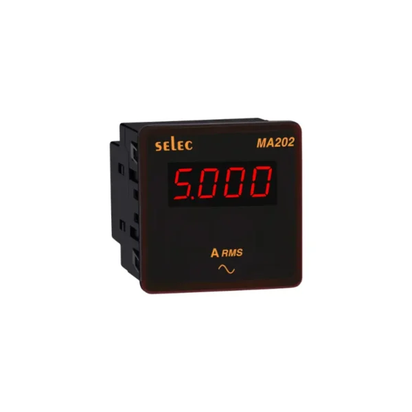 Selec MA202 1Ø Digital ammeter with LED Display, 230V AC, 72 x 72 mm size