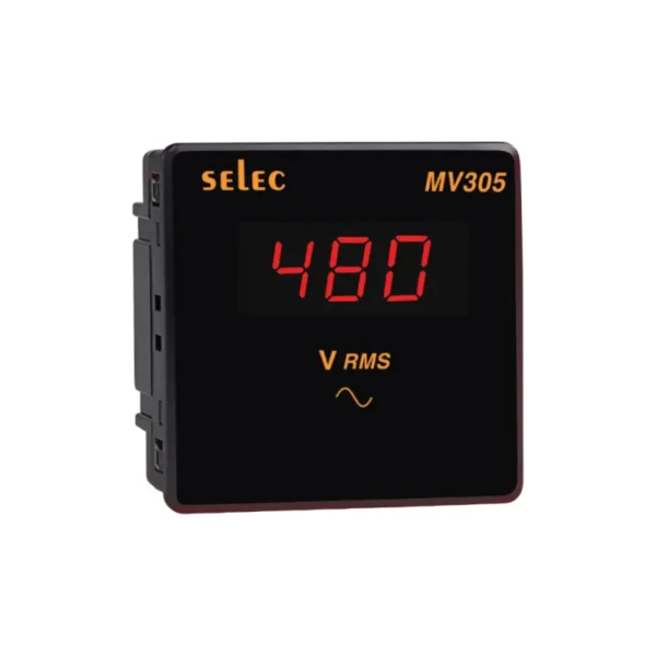 Selec MV305 1Ø Digital voltmeter with LED display, 230V AC, 96 x 96 mm size