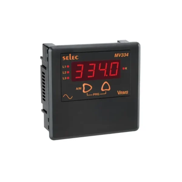 Selec MV334-230V Digital voltmeter with LED display 230V AC 96 x 96mm