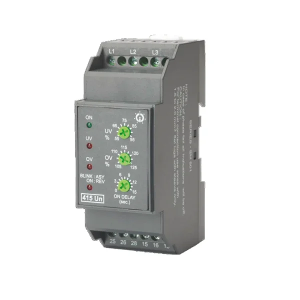 GIC MB53BM Voltage Monitoring Relay SM 501 415 VAC, UV / OV (110% Fixed) & SPP with Selectable Asymmetry (5%-17%), 2 C/O