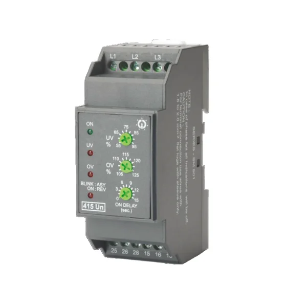 GIC MG53BF Voltage Monitoring Relay SM 501 415 VAC, UV / OV & SPP with Selectable OFF Delay (0.5-15 Sec), 2 C/O