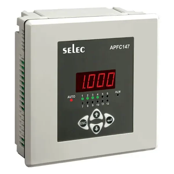 Selec APFC147-112-90550V Power factor controller with 1CT, 12 Stage, LED Display, 90 to 550V AC, 144 x 144 mm size