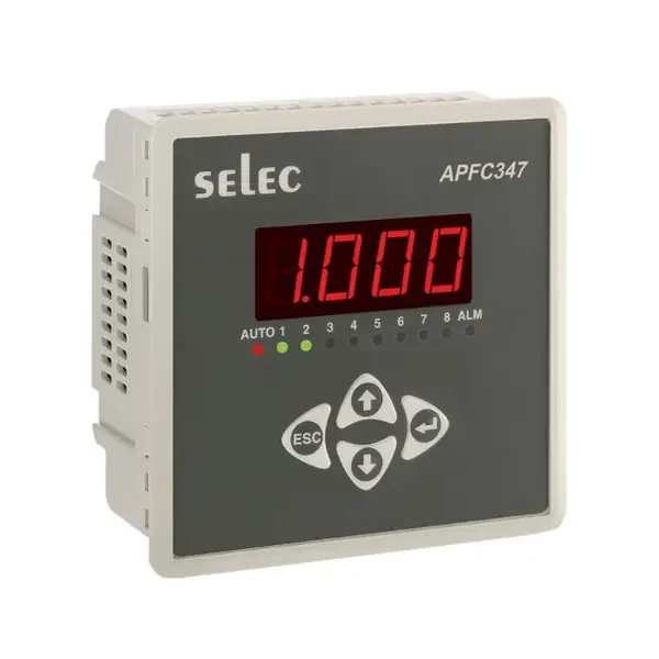 Selec APFC347-108-230V Power factor controller with 1CT, 8 Stage, LED Display, 85 to 270V AC, 96 x 96 mm size