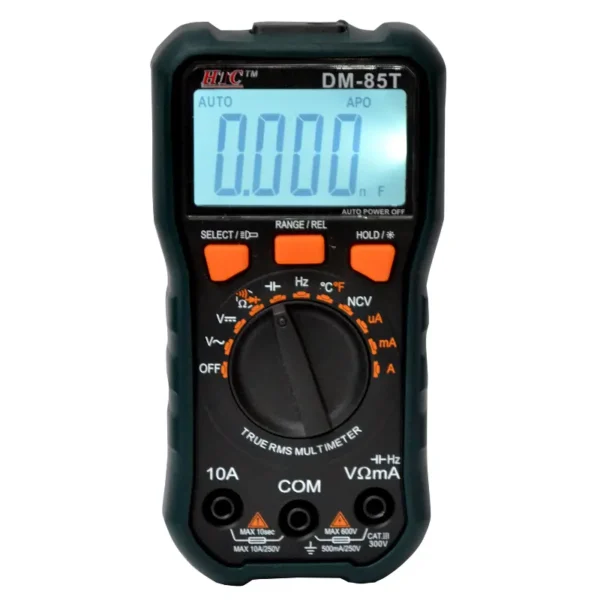 HTC DM-85T Digital TRMS Multimeter – 6000 Counts, Measures Frequency, Temperature, AC/DC Voltage & Current