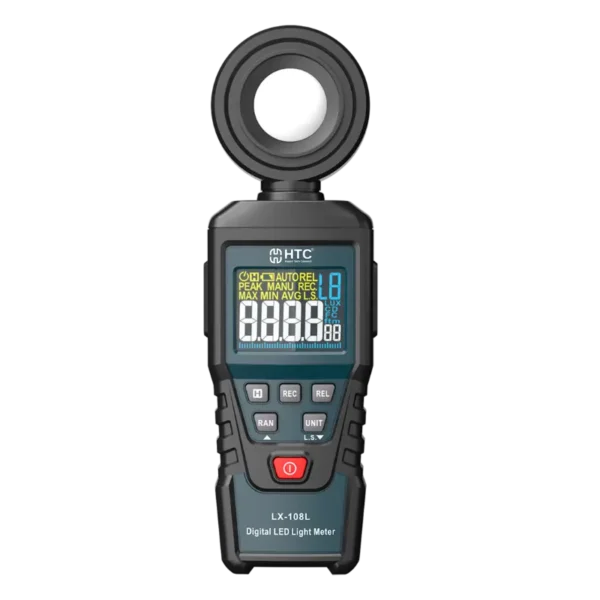HTC LX-108L Lux Meter, Up to 200,000 Lux, LED Type Support, Auto/Manual Ranging