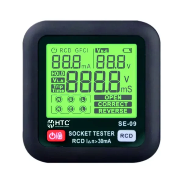 HTC SE-09 Digital Socket Tester & RCD/GFCI Loop Checker with LCD Display