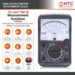 HTC YX-360 TRE-B Analog Multimeter with Mirror Scale, Diode & Transistor Testing - Image 3