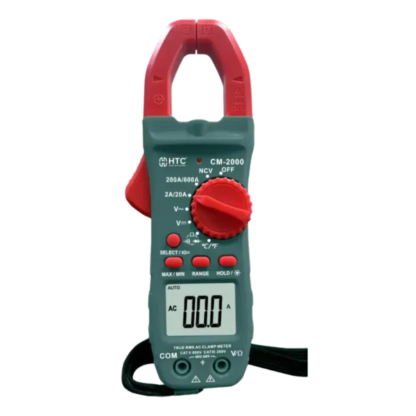 HTC CM-2000 Digital Clamp Meter – 2000A AC/DC, True RMS, Auto Range, NCV, Industrial Multimeter
