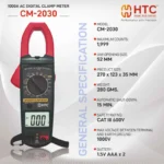 HTC CM-2030 Digital Clamp Meter – 1000A AC/DC, True RMS, Auto Range, NCV, Industrial Multimeter - Image 3