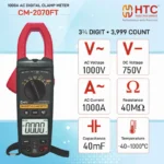 HTC CM-2070FT Digital Clamp Meter – 1000A AC/DC Current, True RMS, Auto Range, NCV Detector, Industrial Multimeter - Image 2