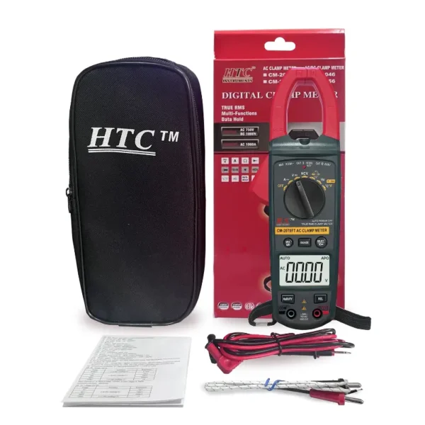 HTC CM-2070FT Digital Clamp Meter – 1000A AC/DC Current, True RMS, Auto Range, NCV Detector, Industrial Multimeter
