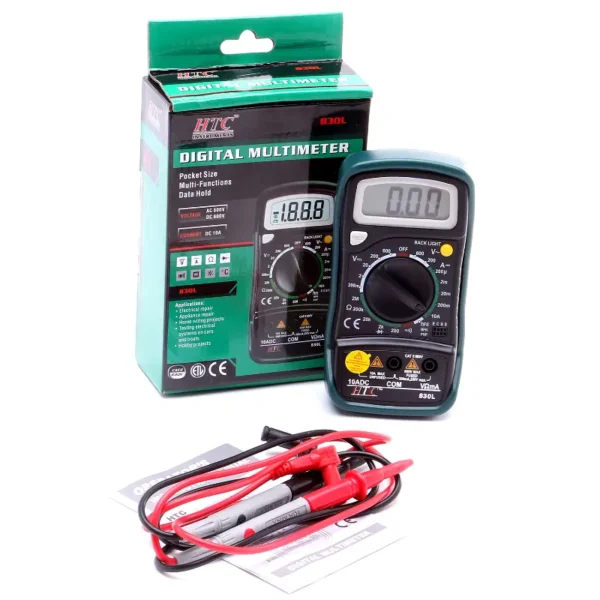 HTC DM-830L Digital Multimeter – AC/DC Voltage, Current & Resistance Tester