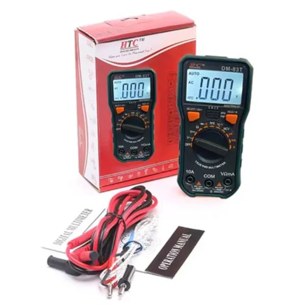 HTC DM-83T Digital Multimeter – AC/DC Voltage, Current, Resistance, True RMS, Auto Range, NCV Tester