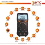 HTC DM-83T Digital Multimeter – AC/DC Voltage, Current, Resistance, True RMS, Auto Range, NCV Tester - Image 2