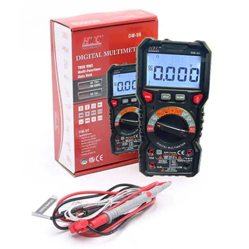 HTC DM-98 Digital Multimeter – True RMS, AC/DC Voltage & Current, Auto ...