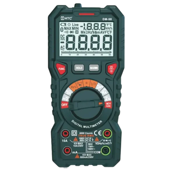 HTC DM-98 Digital Multimeter – True RMS, AC/DC Voltage & Current, Auto Range, NCV, Industrial Tester
