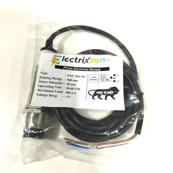 ElectrixZone M18 PNP NO+NC Photo Electrical Sensor – 500mm Sensing Range