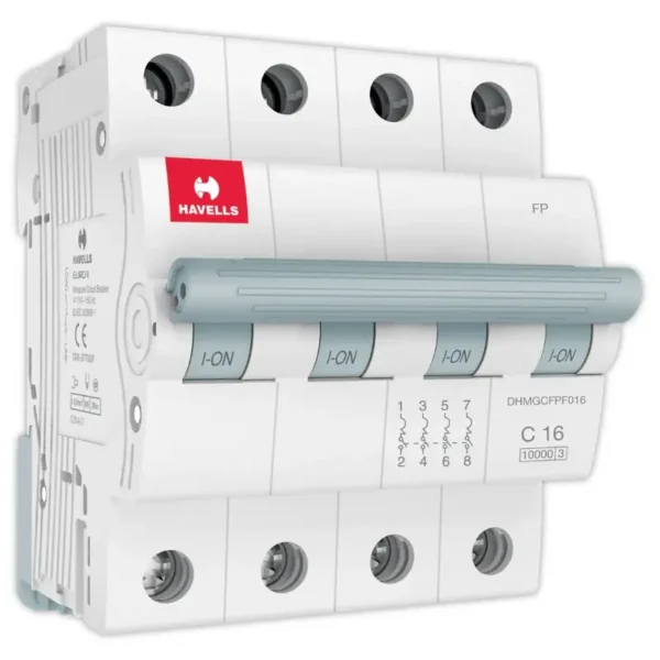 Havells Euro II 16A MCB, 4 Pole, C-Curve, 10kA - DHMGCFPF016