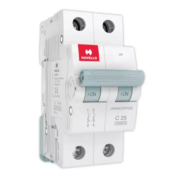 Havells Euro II 25A MCB, 2 Pole, C-Curve, 10kA – DHMGCDPF025