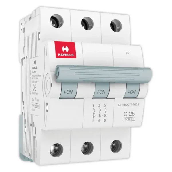 Havells Euro II 25A MCB, 3 Pole, C-Curve, 10kA -  DHMGCTPF025