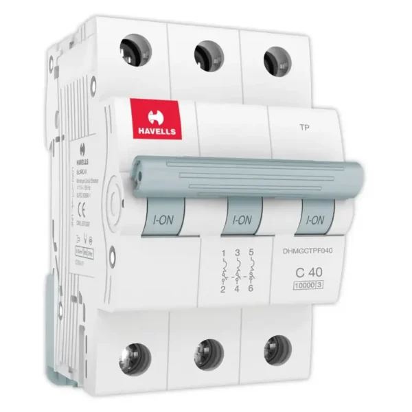 Havells Euro II 40A MCB, 3 Pole, C-Curve, 10kA -  DHMGCTPF040