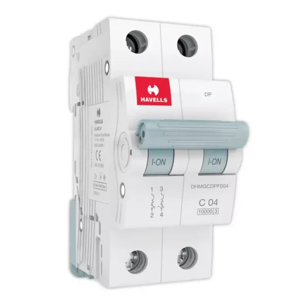 Havells Euro II 4A MCB, 2 Pole, C-Curve, 10kA - DHMGCDPF004