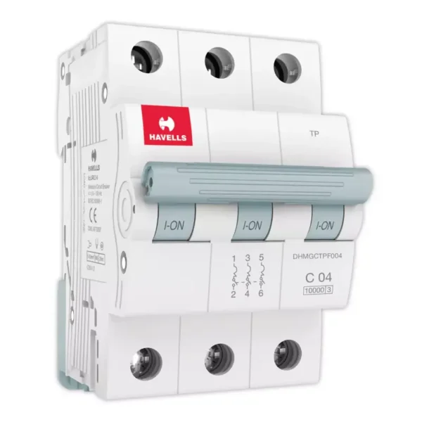 Havells Euro II 4A MCB, 3 Pole, C-Curve, 10kA -  DHMGCTPF004