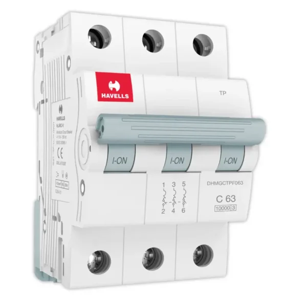 Havells Euro II 63A MCB, 3 Pole, C-Curve, 10kA - DHMGCTPF063