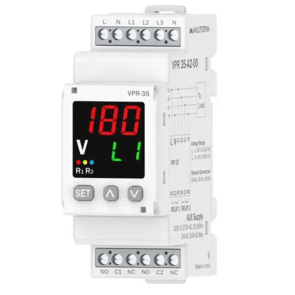 Multispan VPR-35 Voltage Protection Relay – Digital Din-Rail Over & Under Voltage, Frequency Monitoring