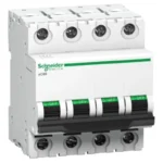 Schneider Acti9 xC60 10A Four Pole MCB, C-Curve, 10kA (A9N4P10CGN)