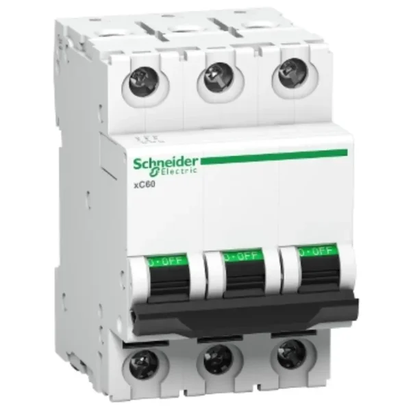 Schneider Acti9 xC60 20A Three Pole MCB, C-Curve, 10kA (A9N3P20CGN)