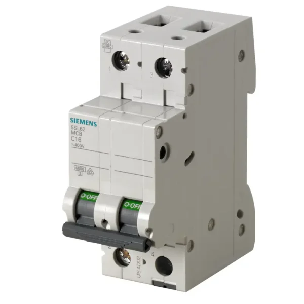 Siemens Betagard 5SL6 16A 2 Pole MCB, C-Curve (5SL62167RC)