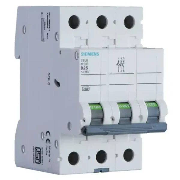 Siemens Betagard 5SL6 16A 3 Pole MCB, C-Curve (5SL63167RC)