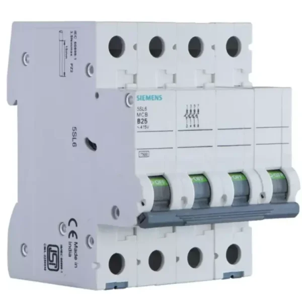 Siemens Betagard 5SL6 20A 4 Pole MCB, C-Curve (5SL64207RC)