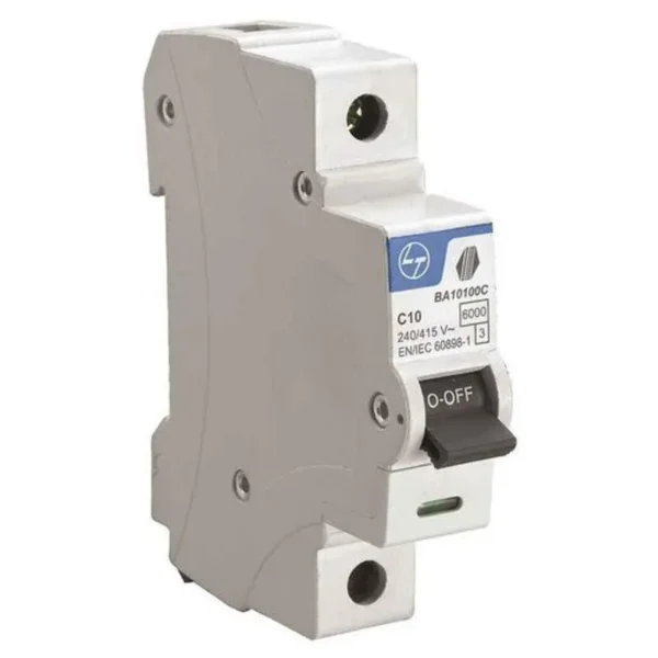 L&T/LK Exora 10A Single Pole MCB, C-Curve, 10kA (BA10100C)