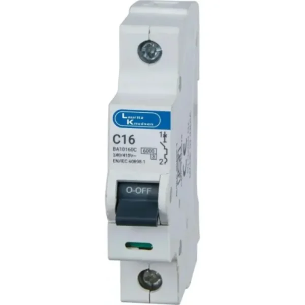 L&T/LK Exora 16A Single Pole MCB, C-Curve, 10kA (BA10160C)