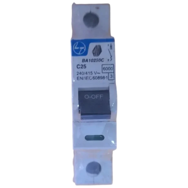 L&T/LK Exora 25A Single Pole MCB, C-Curve, 10kA (BA10250C)