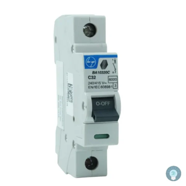 L&T/LK Exora 32A Single Pole MCB, C-Curve, 10kA (BA10320C)