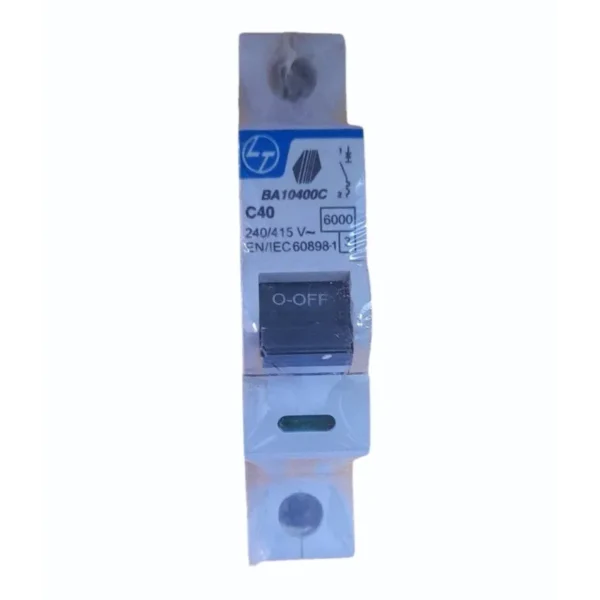 L&T/LK Exora 40A Single Pole MCB, C-Curve, 10kA (BA10400C)