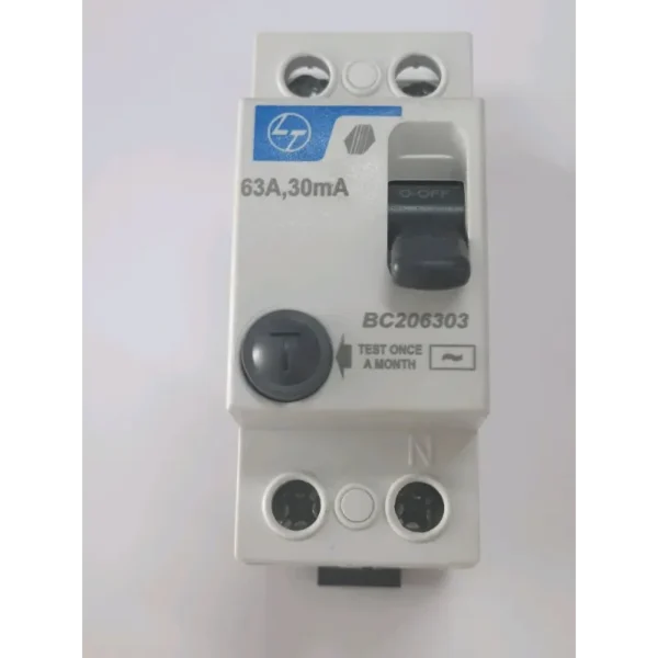 L&T/LK Exora 63A 2 Pole RCCB, 30mA, AC Type (BC206303)