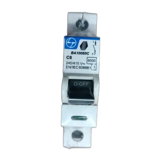 L&T/LK Exora 6A Single Pole MCB, C-Curve, 10kA (BA10060C)