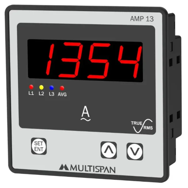 Multispan AMP-13 Three Phase Ampere and Volt Meter 100 -270V AC/DC Supply 96X96