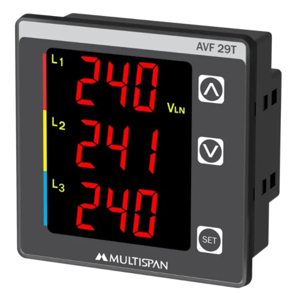 Multispan AVF-29T 3 Phase Panel Meter 100 -270V AC/DC Supply 72X72
