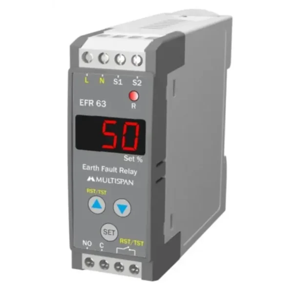 Multispan EFR-63 Earth Fault Relay 100 -270V AC/DC Supply 76X28