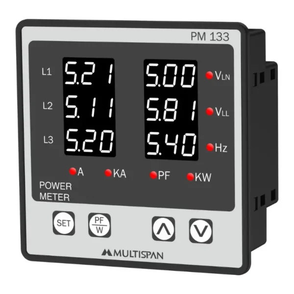 Multispan PM-133 3 Phase Power Meter 100 -270V AC/DC Supply 96X96