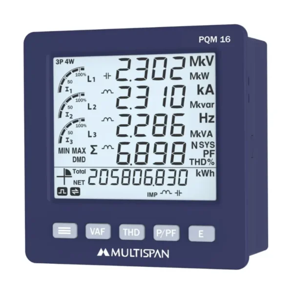 Multispan PQM-16 Multifunction Meter 100-300V AC/DC Supply 96X96