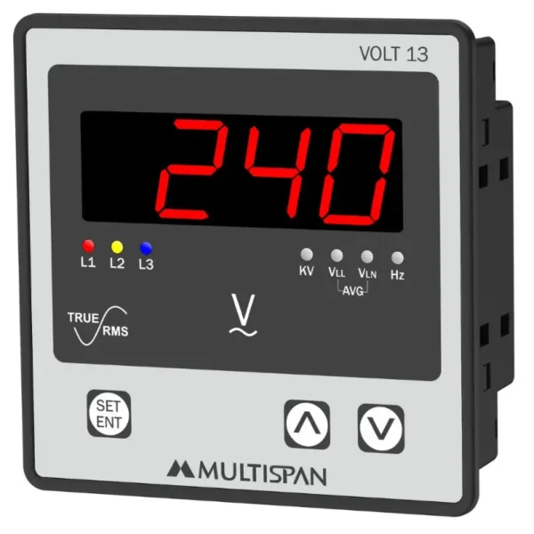 Multispan VOLT-13 Three Phase Ampere and Volt Meter 100 -270V AC/DC Supply 96X96