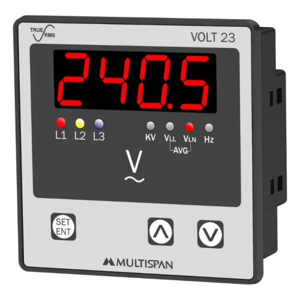 Multispan VOLT-23 Three Phase Ampere and Volt Meter 100 -270V AC/DC Supply 72X72